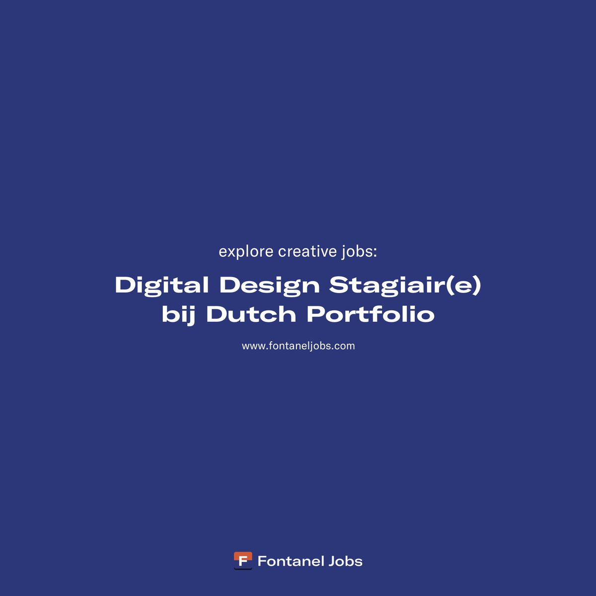fontaneljobs's tweet photo. Digital Design Intern at Dutch Portfolio. Apply now!

https://t.co/HYy41yxKaE https://t.co/oB1GmFPRxJ