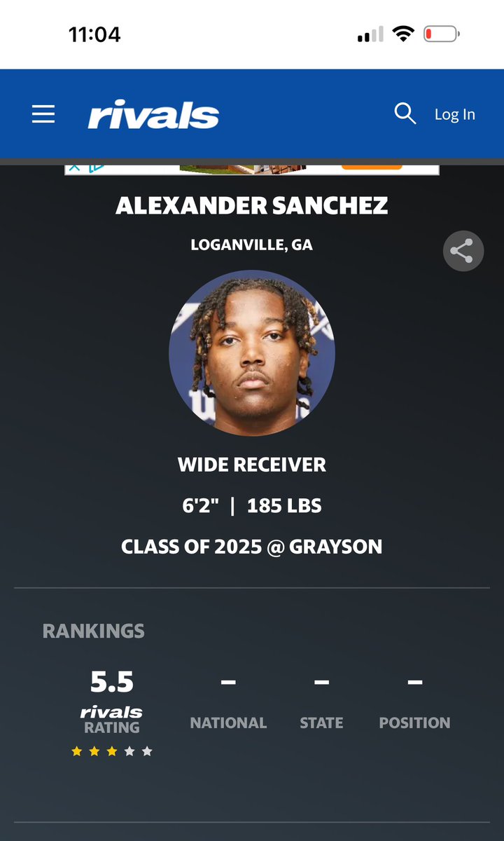 Alexander Sanchez (@alex0sanchez) on Twitter photo Thankful to be recognized by <a href="/Rivals/">Rivals</a> as a 3 ⭐️. Thanks to my coaches & teammates <a href="/grayson_fb/">Grayson Football</a> for making me better everyday. I still got a lot of work to put in <a href="/najehwilk/">Najeh Wilkins</a> @RivalsJohnson <a href="/BHoward_11/">Brandon Howard</a> <a href="/therealkwat/">Kenyatta Watson</a> <a href="/grayson_fb/">Grayson Football</a> <a href="/CoachSB_4theG/">Santavious Bryant</a> <a href="/TravisTaylor89/">Travis Taylor</a> <a href="/rkbarefield/">Keith Barefield</a> <a href="/RecruitNE_GA/">RecruitNE_GA</a> Thankful to be recognized by <a href="/Rivals/">Rivals</a> as a 3 ⭐️. Thanks to my coaches & teammates <a href="/grayson_fb/">Grayson Football</a> for making me better everyday. I still got a lot of work to put in <a href="/najehwilk/">Najeh Wilkins</a> @RivalsJohnson <a href="/BHoward_11/">Brandon Howard</a> <a href="/therealkwat/">Kenyatta Watson</a> <a href="/grayson_fb/">Grayson Football</a> <a href="/CoachSB_4theG/">Santavious Bryant</a> <a href="/TravisTaylor89/">Travis Taylor</a> <a href="/rkbarefield/">Keith Barefield</a> <a href="/RecruitNE_GA/">RecruitNE_GA</a>