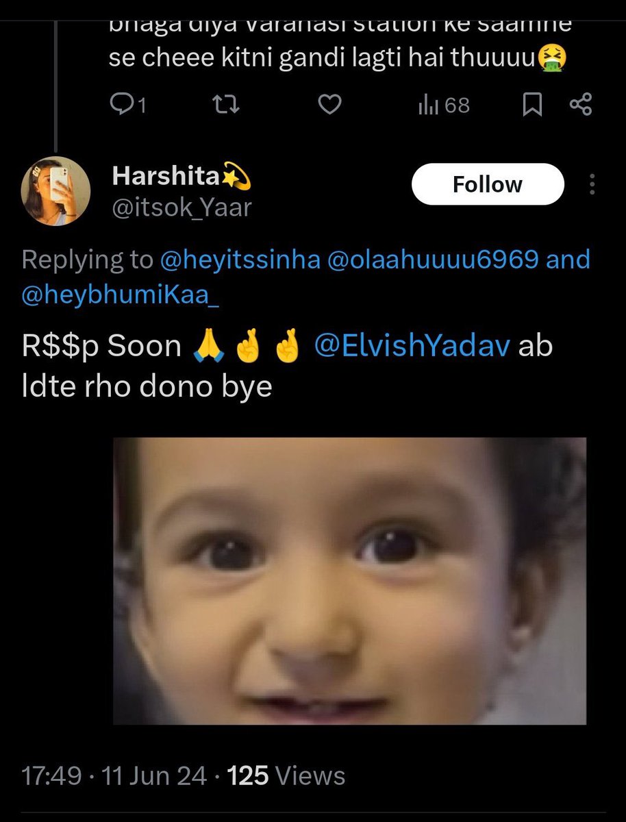Agni Vijay (@agnivijays) on Twitter photo Hello <a href="/gurgaonpolice/">Gurugram Police</a>, please look into this matter. This user Harshita is continuously giving R@pe thre@ts to Elvish Yadav's 4-year-old niece. Hello <a href="/gurgaonpolice/">Gurugram Police</a>, please look into this matter. This user Harshita is continuously giving R@pe thre@ts to Elvish Yadav's 4-year-old niece.