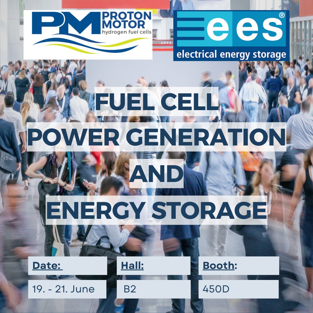Visit us 𝐞𝐞𝐬 𝐄𝐮𝐫𝐨𝐩𝐞 for your #𝐇𝐲𝐝𝐫𝐨𝐠𝐞𝐧 #𝐅𝐮𝐞𝐥𝐂𝐞𝐥𝐥 #𝐏𝐨𝐰𝐞𝐫𝐆𝐞𝐧𝐞𝐫𝐚𝐭𝐢𝐨𝐧 &amp; #𝐄𝐧𝐞𝐫𝐠𝐲𝐒𝐭𝐨𝐫𝐚𝐠𝐞 solution
Date: 19th to 21st June 2024
Hall: B2
Booth: 450D
Contact: sales@proton-motor.de

 #EnergyTransition #EmergencyPower #OffGrid #PPS