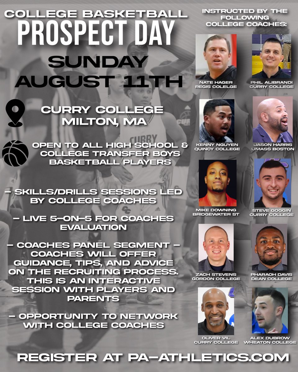 🚨🗣️HS HOOPERS

This day-long event includes:
-Coaches from 8 different colleges
-Coach led skills/drills session
-Coaches Q&amp;A panel for players &amp; parents to learn about the recruiting process
-5 on 5 showcase
-Coaches networking session

Register here: 
pa-athletics.com/service-page/c…