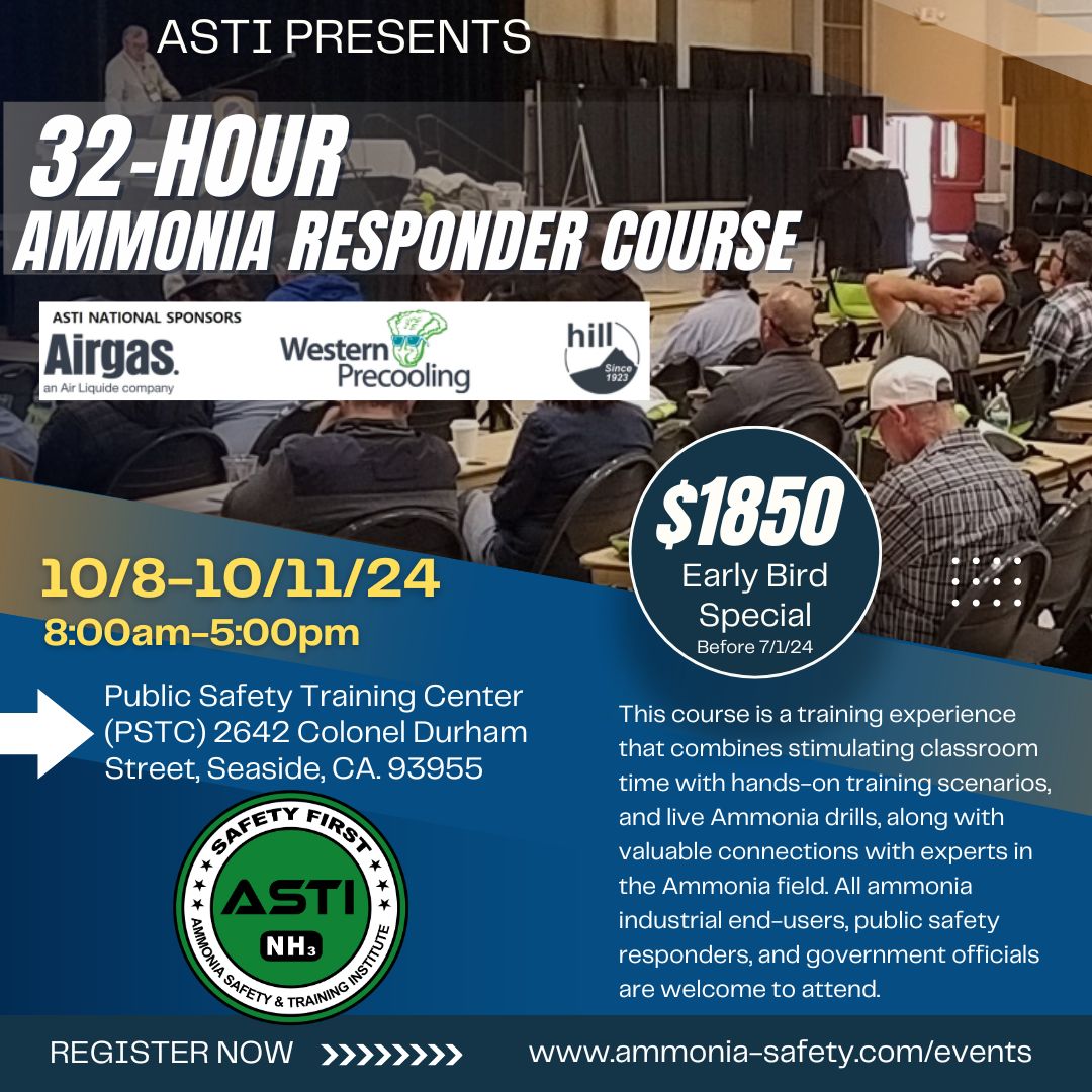 ASTI831's tweet photo. Don't miss out on the Early Bird Special for the ASTI 32-Hour Ammonia Responder Course, coming to the Monterey Bay Area on October 8-11, 2024!

For more information and to reserve your space, please visit: https://t.co/NuUDZmS2RP https://t.co/0xog50Klei