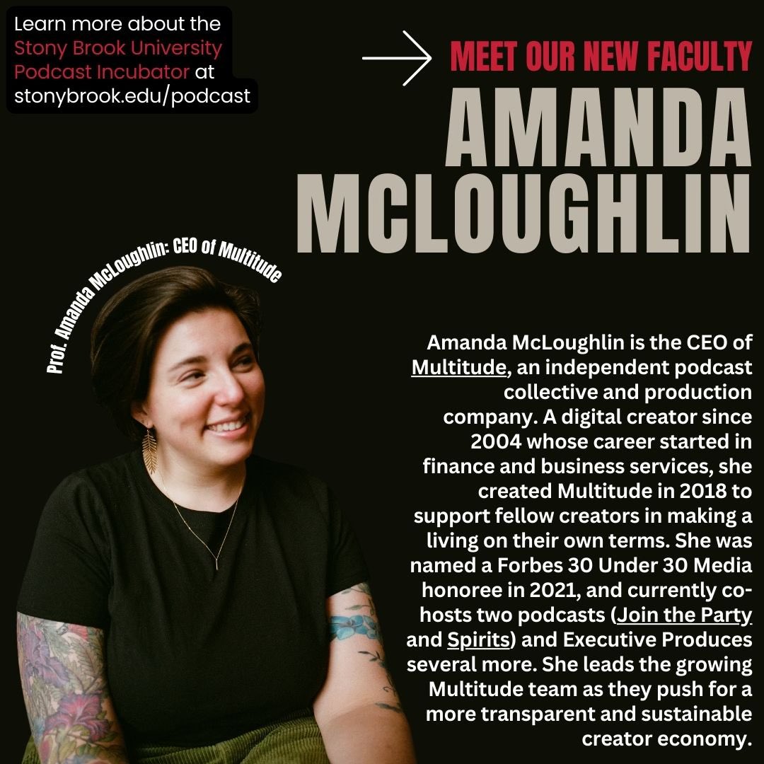 We are excited to welcome <a href="/shessomickey/">Amanda McLoughlin</a> — CEO of <a href="/MultitudeShows/">Multitude</a> &amp; 2021 <a href="/ForbesUnder30/">Forbes Under 30</a> honoree to our faculty! Register for our June 20th event now to meet Amanda Mcloughlin and learn more about the podcasting industry and how to join our program!