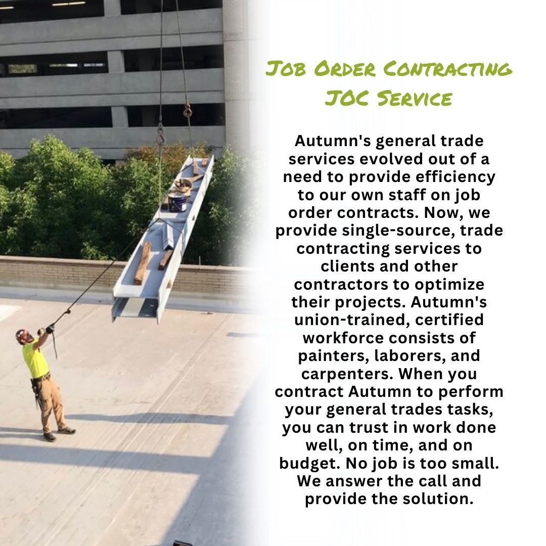 AutumnCONSTR's tweet image. Are you seeking a new partner for general trades or job order contracting agreements? We manage and self-perform trade tasks and construction services. More details: buff.ly/3VSy1FY

#jobordercontracting #JOCservice #mechanicalcontractor #HVACservice