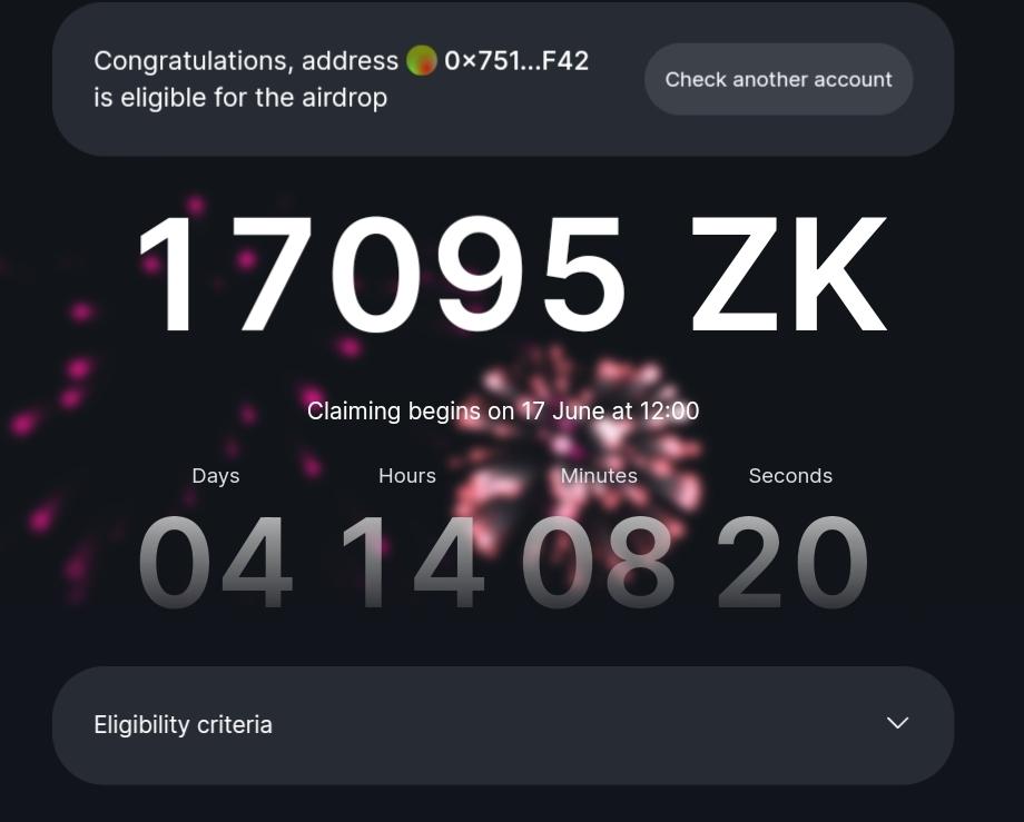 1 tx 

eligible for 17k+ $ZK 

0x751d44af4c96dc91dd141b6133ea08b543a24f42

Shame on you <a href="/zksync/">ZKsync</a> <a href="/zkSyncDevs/">ZKsync Developers (∎, ∆)</a> <a href="/TheZKNation/">ZK Nation</a> 

eliminated real ogs &amp; u gave airdrop to your friends , brothers , sisters 🫡