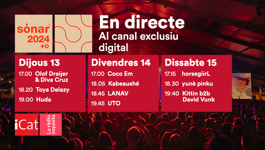 Viu el #Sonar2024 amb concerts i sessions en directe a @iCatfm, la ràdio dels festivals! 
icat.cat