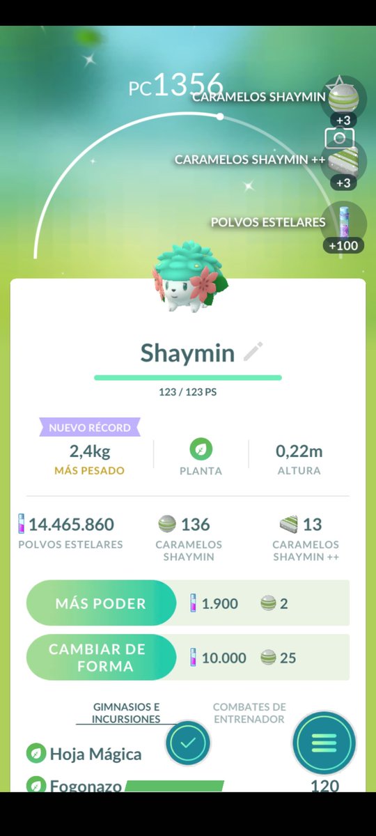 AraqueAuron's tweet photo. ¡Shaymin shiny! <:o) #PokémonGO #AndroidShare https://t.co/gABIFU5s4j