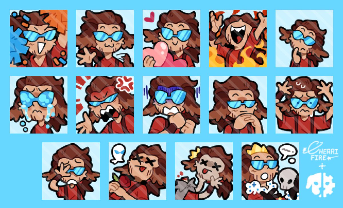 CherriFireLive's tweet photo. Ren diggity dog's new emotes made by yours truly! Which is your favourite?

[@renthedog] https://t.co/UmUf6NoNEM