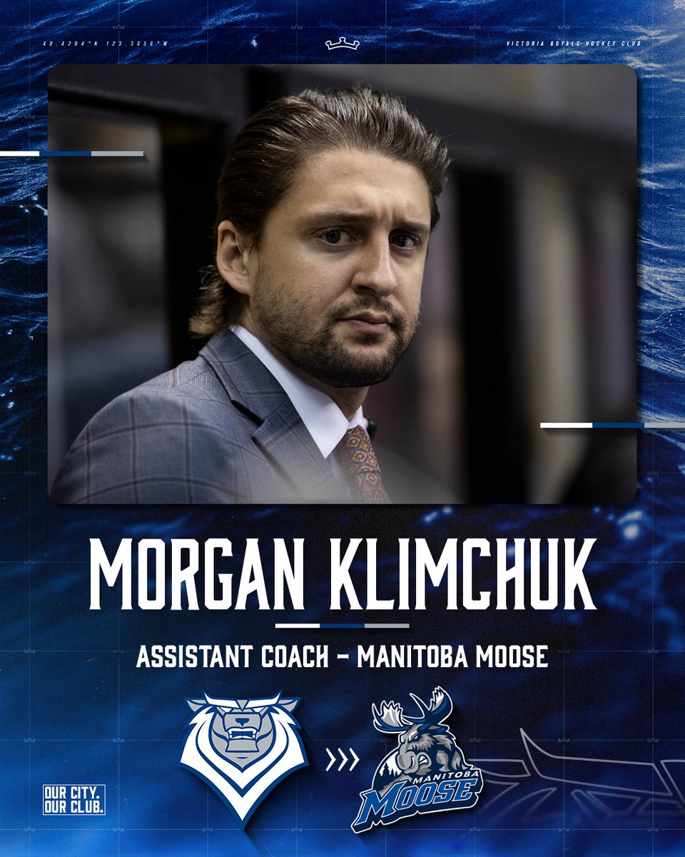 News | The Victoria Royals announced today that Assistant Coach Morgan Klimchuk has been hired by the Manitoba Moose of the American Hockey League (AHL) as the clubs Assistant Coach. 
 
Learn more -> chl.ca/whl-royals/art…