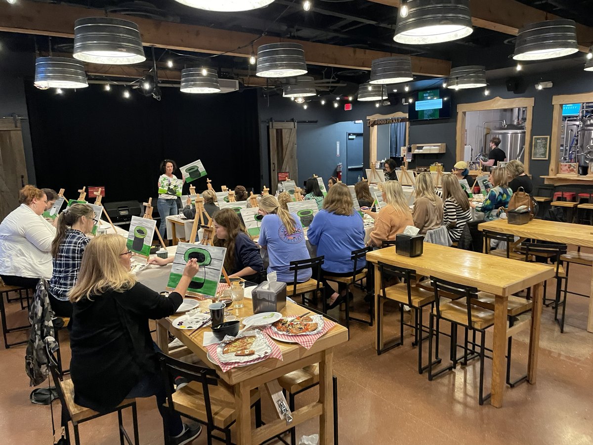 Our next Paint &amp; Sip is Tuesday June 25th at 6pm! Paint a summer sunset with us while sipping on wine, a cocktail or our delicious award winning craft beer. Sign up through the link below or in the link in our bio!