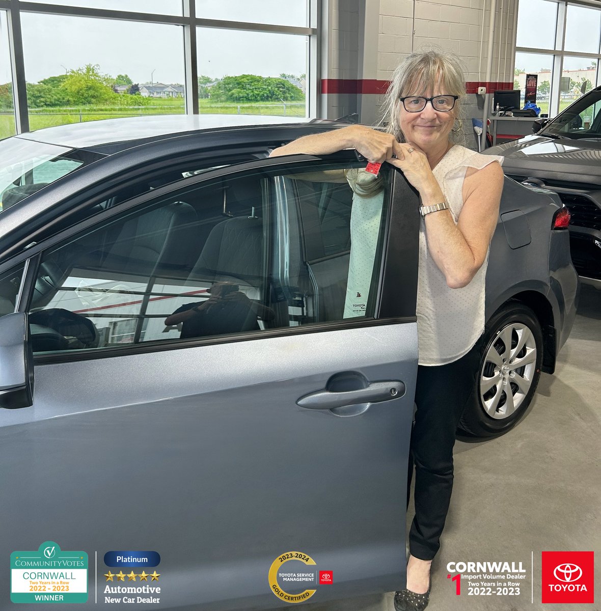 CornwallToyota's tweet photo. Congratulations to Jackie Cashion who picked up her 8th TOYOTA COROLLA LE. This time a NEW 2024 TOYOTA COROLLA LE in SILVER!!!!!

It's #RedTagDays @ Cornwall Toyota #StopDreaming #StartShopping #StartDriving #OrderYourToyotaToday #OrderYoursToday #OrderYourCorollaToday https://t.co/osGsAShoue