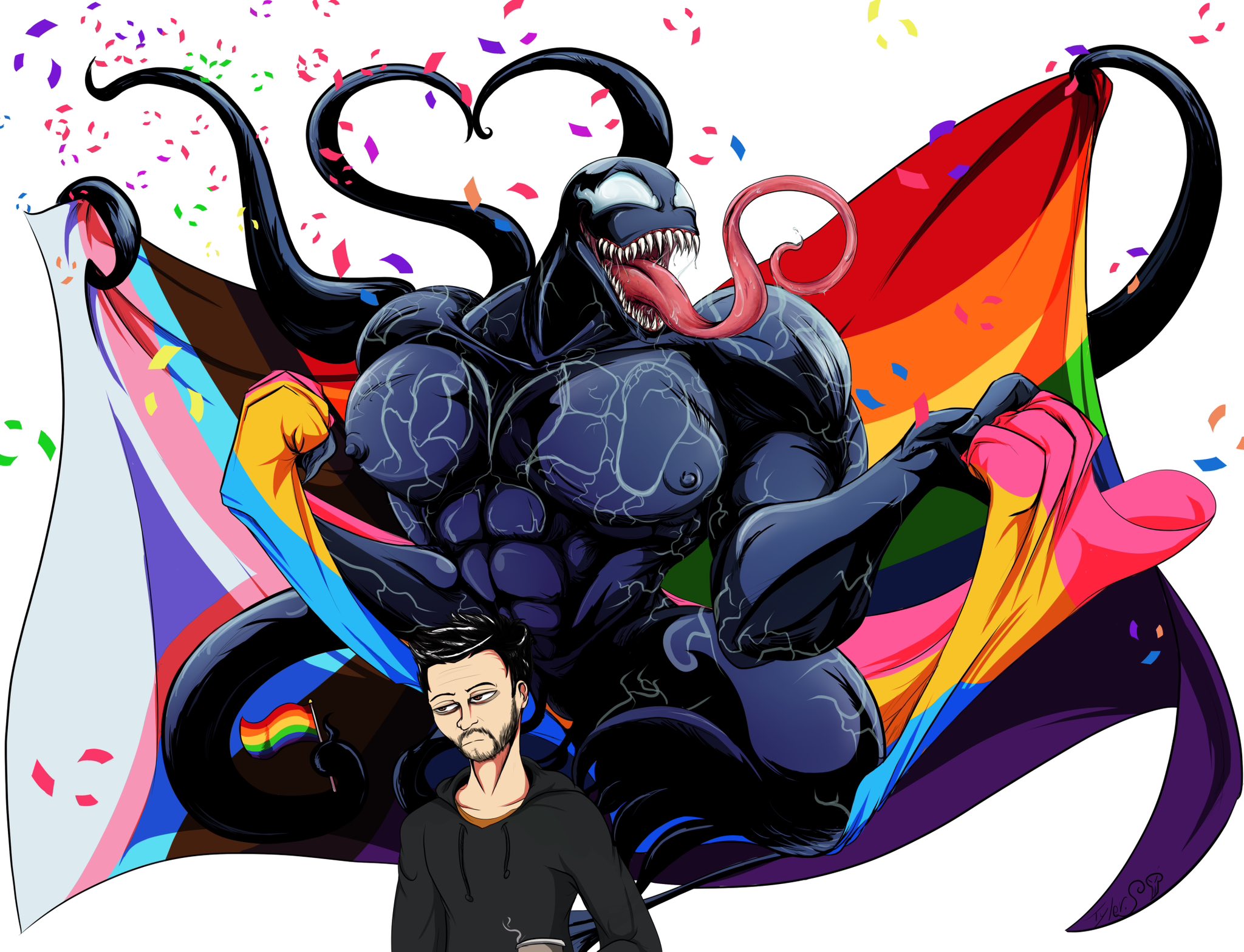 Icarus on X: Finally got a drawing in for Pride Month! And it was fun to  have it be Venom being a Dorky Gay Himbo XD Venom PrideMonth  t.coUJUs11cxhz  X