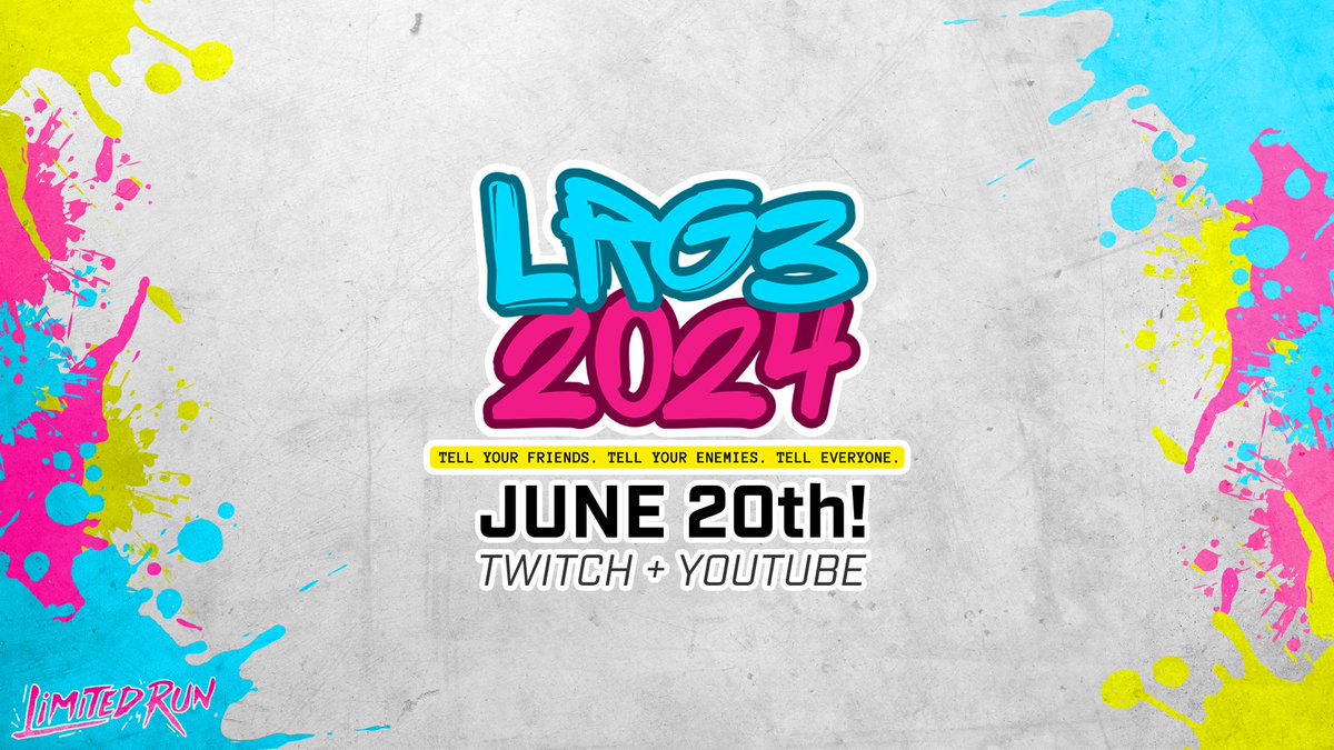 gematsu's tweet photo. LRG3 2024 - Limited Run Games Showcase set for June 20 https://t.co/Geitn5cqBd https://t.co/k0YoPjv70H