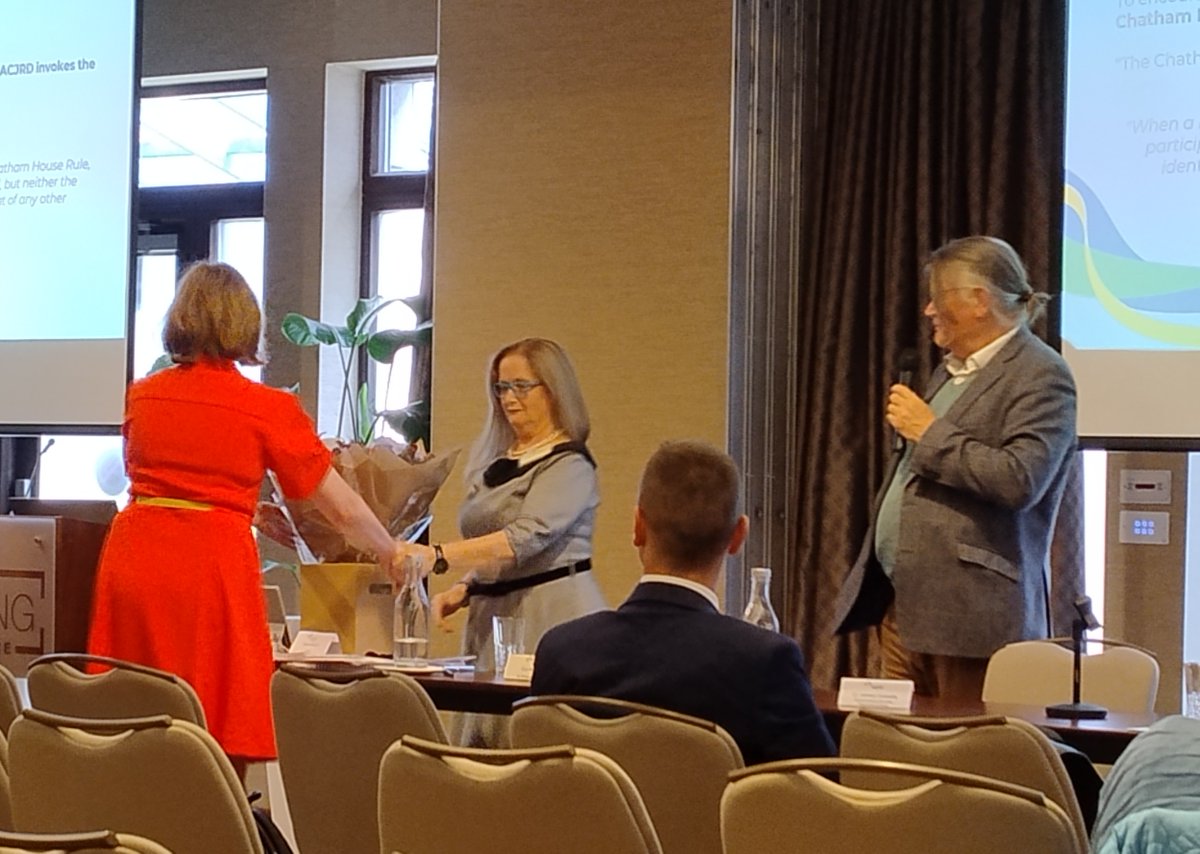 yvonnedaly's tweet photo. Today's @Acjrd_ie conference was Maura Butler's last in the role of Chair, a position she has held for 17 years, bringing the organisation from strength to strength. @GerryMcNally9 speaking to her excellent work in this photo. https://t.co/5Z1OW9SRb9