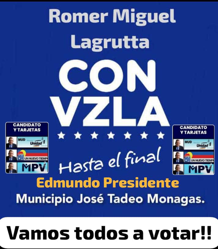 El pueblo se une el 28j .
Selecciona una de las tres tarjetas que apoyan a <a href="/EdmundoGU/">Edmundo González</a> porque Vamos a Ganar !!!
<a href="/EdmundoPresi/">EdmundoPresidente</a> de la mano de <a href="/MariaCorinaYA/">María Corina Machado</a> y <a href="/VzlaPosible_/">Por La Venezuela Posible</a>