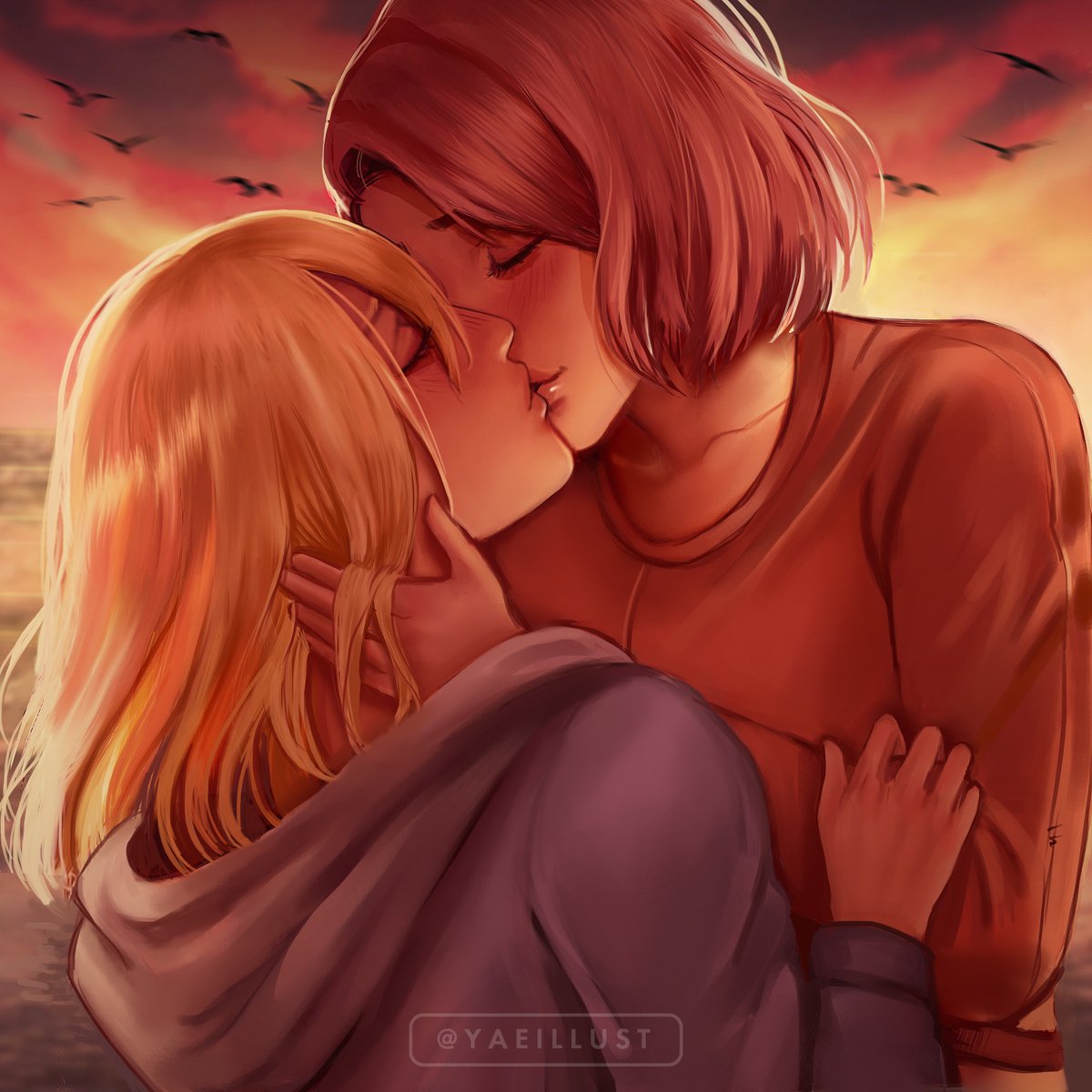Yaeillustration's tweet photo. Annie &amp; Hitch Kissing Under A Sunset Attack On Titan Commission Art✨ [2023 Artwork] #Fanart #digitalarts #illustration #originalartwork #animeart #attackontitan #shingekinokyojin #aotfanart #annieleonhardt #hitchdreyse #sunset https://t.co/SxYVCQ8i5F