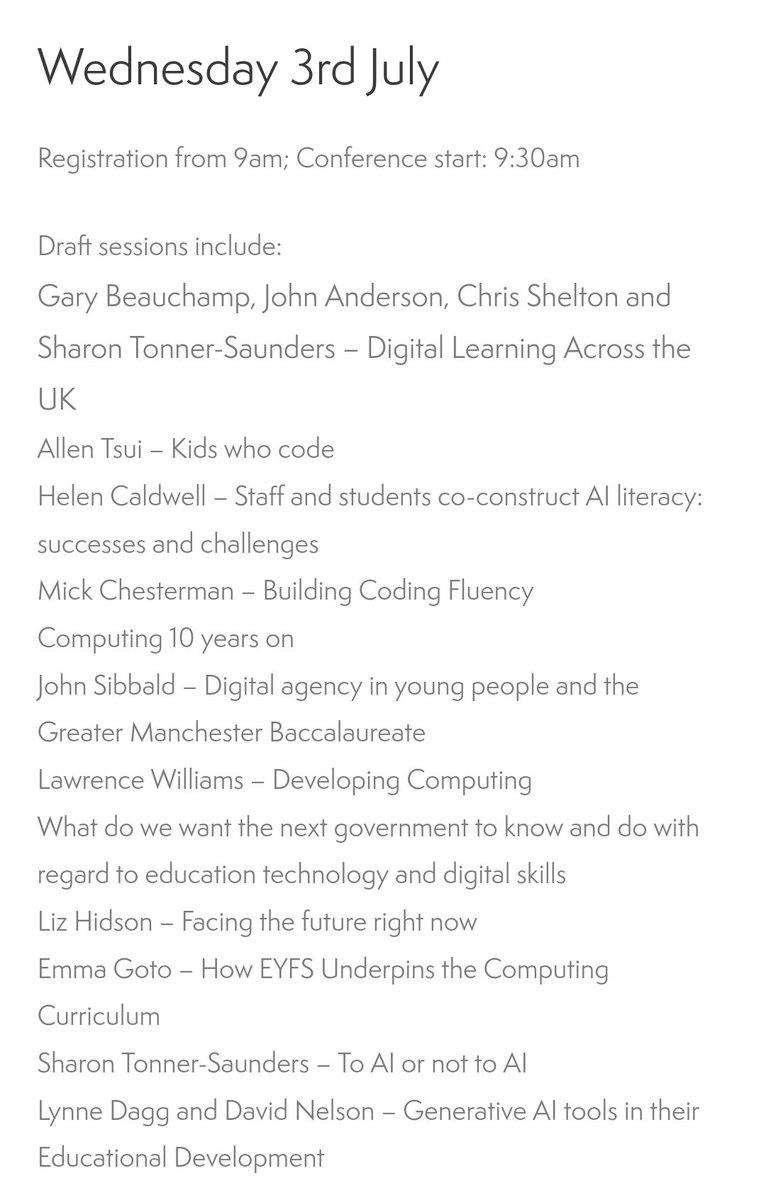 Allen Tsui (@tsuiallen) on Twitter photo Thank you <a href="/TPEAssociation/">Technology, Pedagogy & Education Association</a> for inviting me to present at the Conference on 2nd and 3rd July. Excited to be sharing my experiences about "Kids who Code: Creating Change-Makers and Future-Shapers". A fantastic line up of speakers and keynotes across both days
tpea.ac.uk/2024conference/ Thank you <a href="/TPEAssociation/">Technology, Pedagogy & Education Association</a> for inviting me to present at the Conference on 2nd and 3rd July. Excited to be sharing my experiences about "Kids who Code: Creating Change-Makers and Future-Shapers". A fantastic line up of speakers and keynotes across both days
tpea.ac.uk/2024conference/