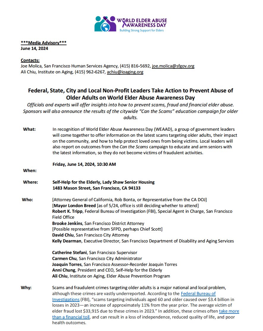 On Lok PACE (@onlokinc) on Twitter photo Proud to participate in this Friday's press conference with fellow government & health leaders in recognition of World Elder Abuse Awareness Day (#WEAAD). Proud to participate in this Friday's press conference with fellow government & health leaders in recognition of World Elder Abuse Awareness Day (#WEAAD).