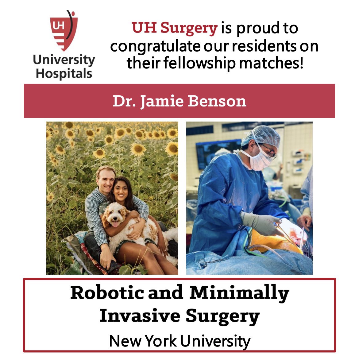 UH Surgery Residents (@uhsurgeryres) on Twitter photo Congratulations to PGY4 <a href="/BensonJamie1/">Jamie Benson</a> for his fellowship match into MIS/Robotic Surgery at <a href="/NYULH_Surgery/">NYU Langone Surgery</a>! This native east coaster is heading back to his old stomping grounds to be an incredible Abdominal wall and foregut surgeon! We are so proud of you Congratulations to PGY4 <a href="/BensonJamie1/">Jamie Benson</a> for his fellowship match into MIS/Robotic Surgery at <a href="/NYULH_Surgery/">NYU Langone Surgery</a>! This native east coaster is heading back to his old stomping grounds to be an incredible Abdominal wall and foregut surgeon! We are so proud of you