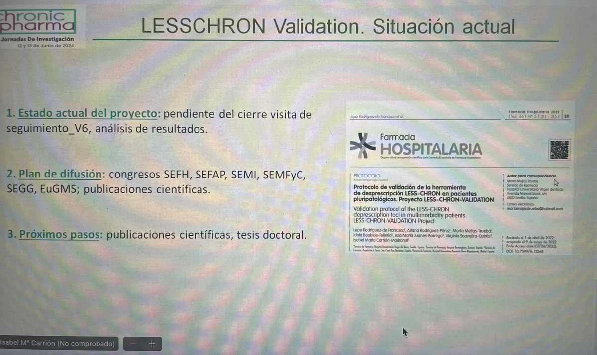 <a href="/isabelm_cm/">Isabel Carrión</a> Situación actual del proyecto LESSCHRON Validation <a href="/sefh_/">S.E.F.H</a> #chronicpharma2024