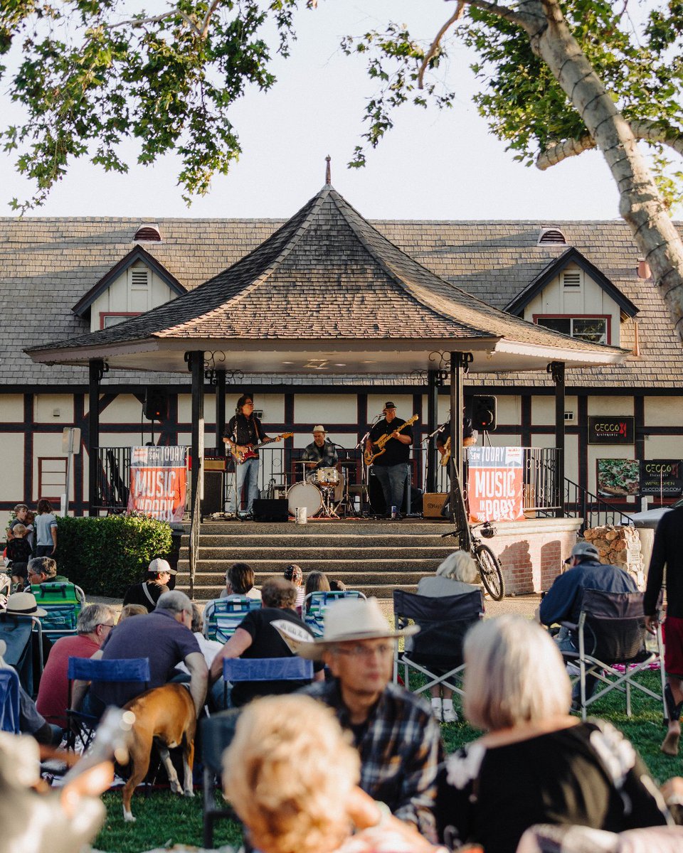 VisitSYV's tweet image. Free summer concerts return soon on June 19 with Solvang's Music in the Park program. Bring a chair or blanket, crack a bottle of wine and enjoy! See this year's lineup in the last image.

📸: Solvang Chamber of Commerce