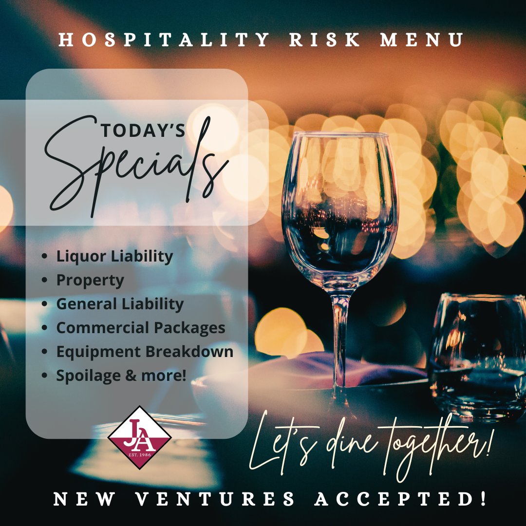 Jimcor's tweet image. Cheers to the ultimate protection for your bars, restaurants, and taverns! 🍻🍽️ Our top-notch insurance coverage ensures the right coverage you and your beloved establishment. Let us raise a glass to your success! 🥂 #BarInsurance #RestaurantInsurance #TavernInsurance