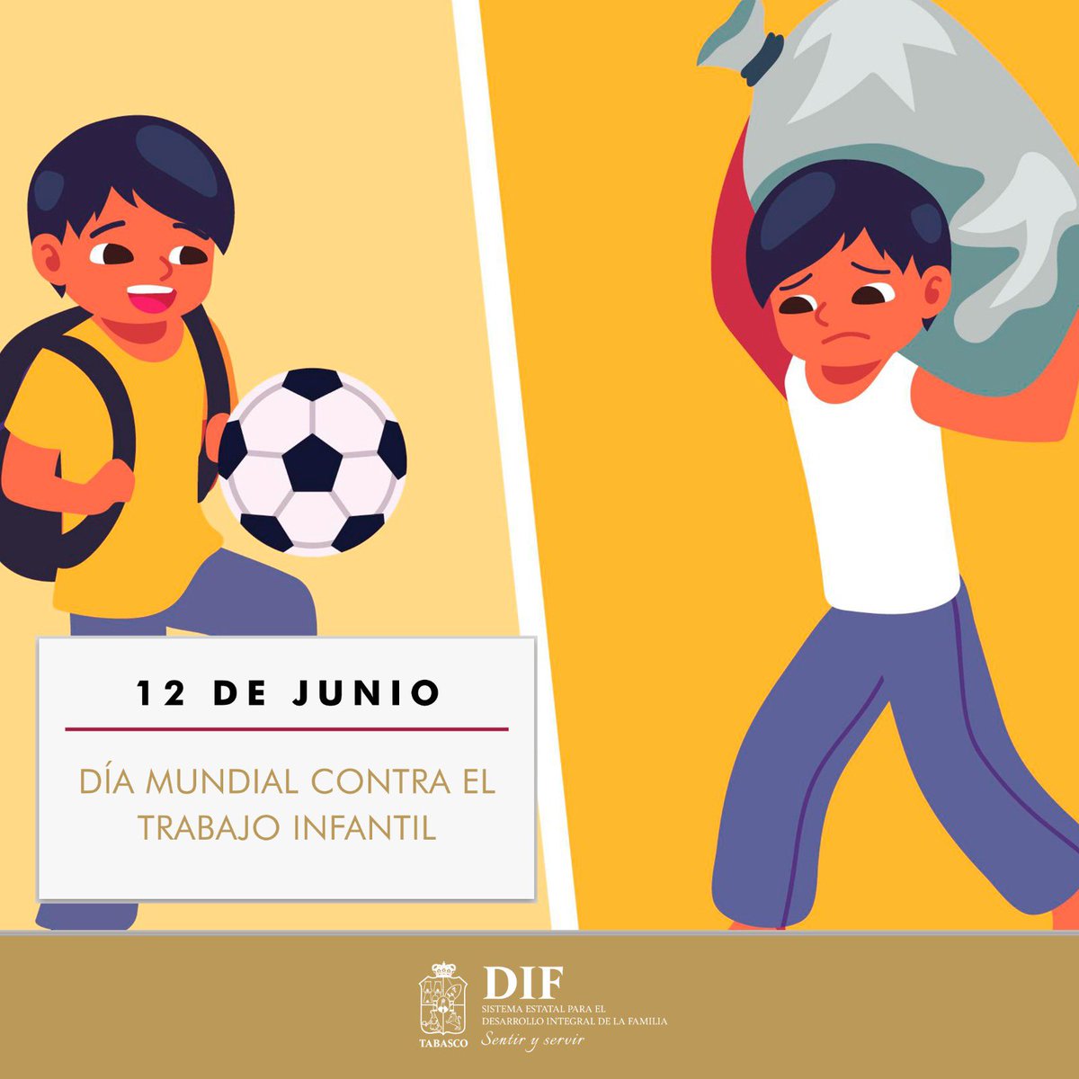 DIFTabasco's tweet photo. Hoy, en el Día Mundial contra el Trabajo Infantil, recordamos la importancia de proteger los derechos de las niñas y niños y garantizarles una infancia libre de explotación. 

#NoAlTrabajoInfantil #ProtejamosLosNiños https://t.co/EETWMoTzUy