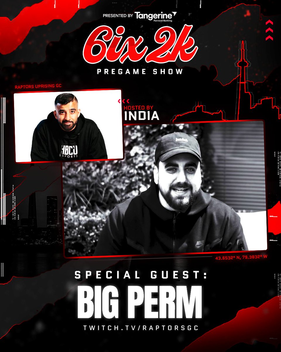 Raptors Uprising GC (@raptorsgc) on Twitter photo Keeping the #6IX2K Pregame Shows coming!
<a href="/VincentJValerio/">Big Perm 🧙🏼♂️</a> joins <a href="/MADExINxINDIA/">Zunaid</a> tonight at 5PM to talk about The Turn bracket and give out merch and VC 💰
Presented by <a href="/TangerineHoops/">TangerineHoops</a> Keeping the #6IX2K Pregame Shows coming!
<a href="/VincentJValerio/">Big Perm 🧙🏼♂️</a> joins <a href="/MADExINxINDIA/">Zunaid</a> tonight at 5PM to talk about The Turn bracket and give out merch and VC 💰
Presented by <a href="/TangerineHoops/">TangerineHoops</a>