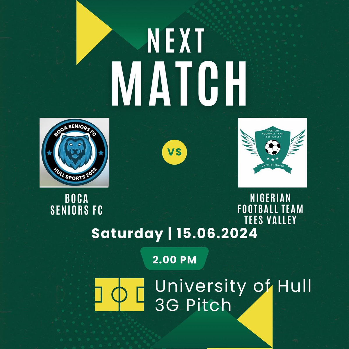 NGFootballTees's tweet photo. We will traveling to Hull this weekend for a friendly match with Boca Seniors FC (Nigerian community footballers) this weekend 15th June. 

It promises to be thrilling and entertaining!

We are also hoping they don’t behave like @EnyimbaFC when we beat them 🤪
@Oluomoofderby https://t.co/cJYzNLoPt4