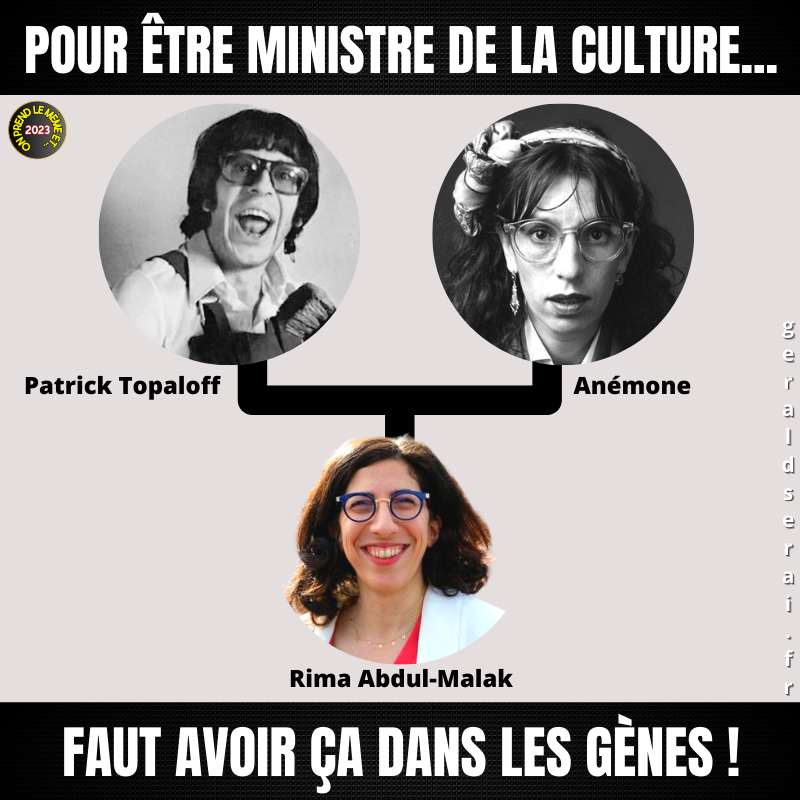 GeraldSerai's tweet photo. On prend le mème et on recommence !

“Un peu de culture…physique !”

----------
#bfn #breakingfakenews #humour #mème #rimaabdulmalak #culture #ministre #généalogie #parents #anémone #patricktopaloff 

Suivez-moi ! https://t.co/ZRRycJh9kW