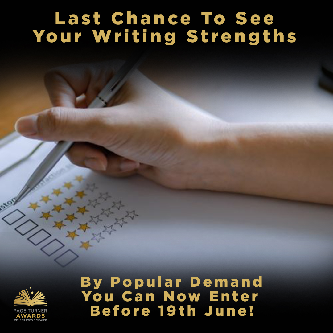 PageTurnerAwards (@pageturneraward) on Twitter photo Last chance to see your writing strengths & "See Your Scores" from our judges π¨π»ββοΈ π©π»ββοΈ
By #populardemand, you can now enter before 19 June! π₯³
Enter In Two Steps ππ» pageturnerawards.com/enter-in-two-sβ¦
#writers #authors #screenwriters #writingcontest #writingcompetition #writingcommunity Last chance to see your writing strengths & "See Your Scores" from our judges π¨π»ββοΈ π©π»ββοΈ
By #populardemand, you can now enter before 19 June! π₯³
Enter In Two Steps ππ» pageturnerawards.com/enter-in-two-sβ¦
#writers #authors #screenwriters #writingcontest #writingcompetition #writingcommunity