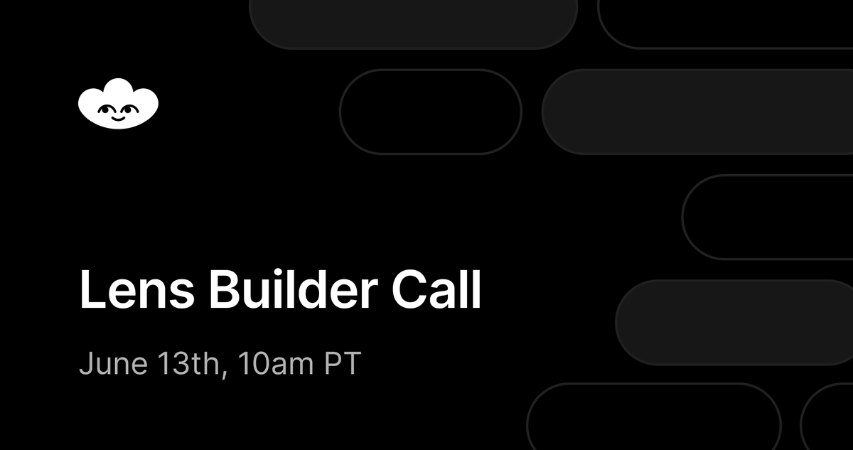 LC's tweet photo. Set a reminder for tomorrow's Lens Builder Call with @devjoshstevens
and @defispartan who will be discussing:

🌱 The latest Lens Network developments
🌱 What builders can do on Lens today
🌱 What to expect with the new Lens Network and Protocol

https://t.co/oHUf5cwQ2E https://t.co/aQERwl8VTw