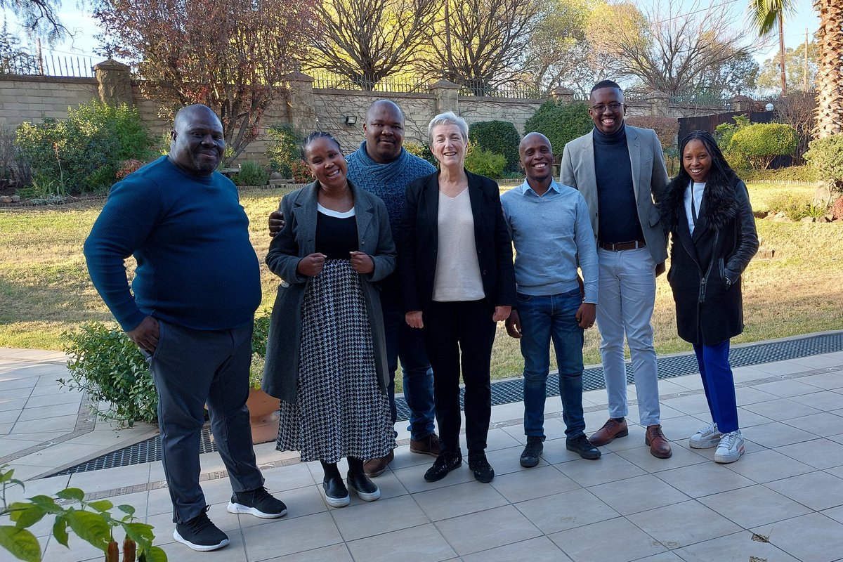 EUinLesotho's tweet photo. These Basotho have in common their exposure to EU institutions: MP @mopekhati, journalists @ntateRaps &amp; @ThobolokoN were part of the European Visitors Programme 2023/24, while Adv @Popkins_riet &amp; @Tsolo_Kabane are alumni of @EUinLesotho - they welcomed new intern Masi Mahase -PA https://t.co/qWb65G7paf
