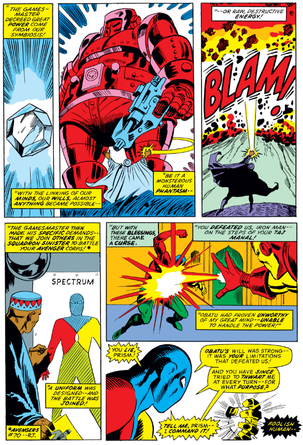 MarvelADay's tweet photo. #MarvelADay #IM65 The torment of Doctor Spectrum’s origin continues! 

Note that the Grandmaster is incorrectly called the “Gamesmaster” here. The error was confirmed on the letters page of Iron Man #68. - JRW https://t.co/xzvoHOoju2