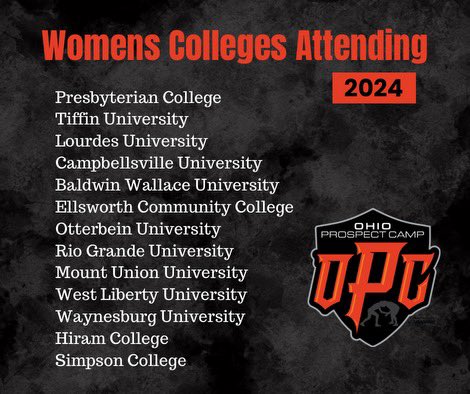 🚨 Women’s Colleges Attending OPC 🚨

Can’t wait to host these amazing colleges and universities at OPC ‘24! 

Register now: jotform.com/assign/2404554…
