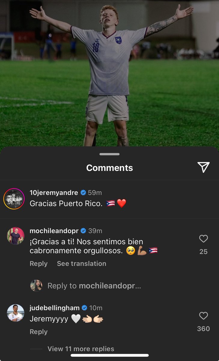 kdecasillas's tweet photo. Bellingham le comentó la foto a Jeremy de PR😭🇵🇷🔥 https://t.co/kfTlSvagMG