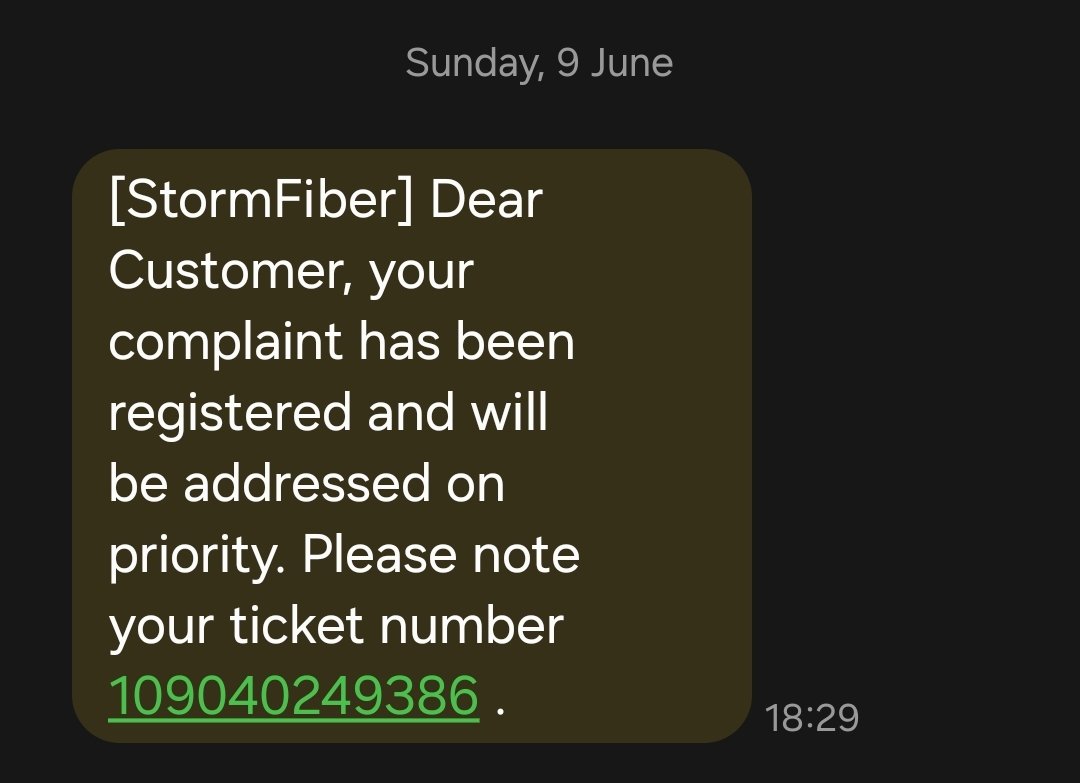 Farhan106's tweet photo. @StormFiberPK I have been suffering for service disruption for the last 3 days. Despite my several follow-ups at the helpline number, I was told that my issue is put on priority. Worst thing is that no one from technical team has contacted me for resolution. #poorservice https://t.co/GoNhnzDVZS