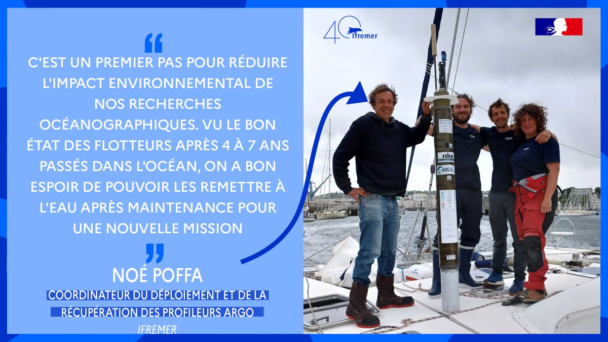 Ifremer 🌊 (@ifremer_fr) on Twitter photo La première campagne de récupération de flotteurs Argo à la voile menée par <a href="/EuroArgoERIC/">Euro-Argo ERIC</a> et l’Ifremer est une réussite !
Après 25 jours de navigation à la voile sur le MORSKOUL de l’armement coopératif Skravig, 10 profileurs Argo en fin de vie vont pouvoir être revalorisés. La première campagne de récupération de flotteurs Argo à la voile menée par <a href="/EuroArgoERIC/">Euro-Argo ERIC</a> et l’Ifremer est une réussite !
Après 25 jours de navigation à la voile sur le MORSKOUL de l’armement coopératif Skravig, 10 profileurs Argo en fin de vie vont pouvoir être revalorisés.