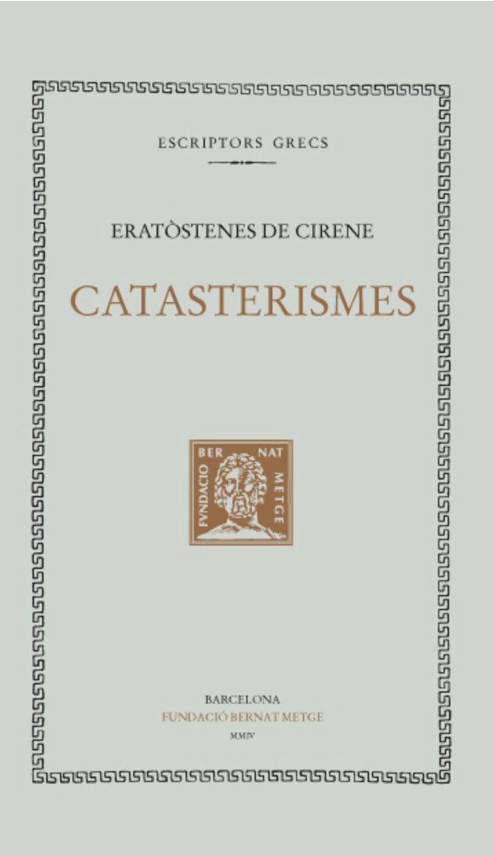 Voleu entendre el cel?
Llegiu els Catasterismes d'Eratòstenes, en traducció de <a href="/jordipamias/">JPM</a> i apunteu-vos al curs cdl.cat/curso/243311
del <a href="/cdlcat/">Col·legi de docents</a> organitzat per l'ICE Dolors Condom de la UdG