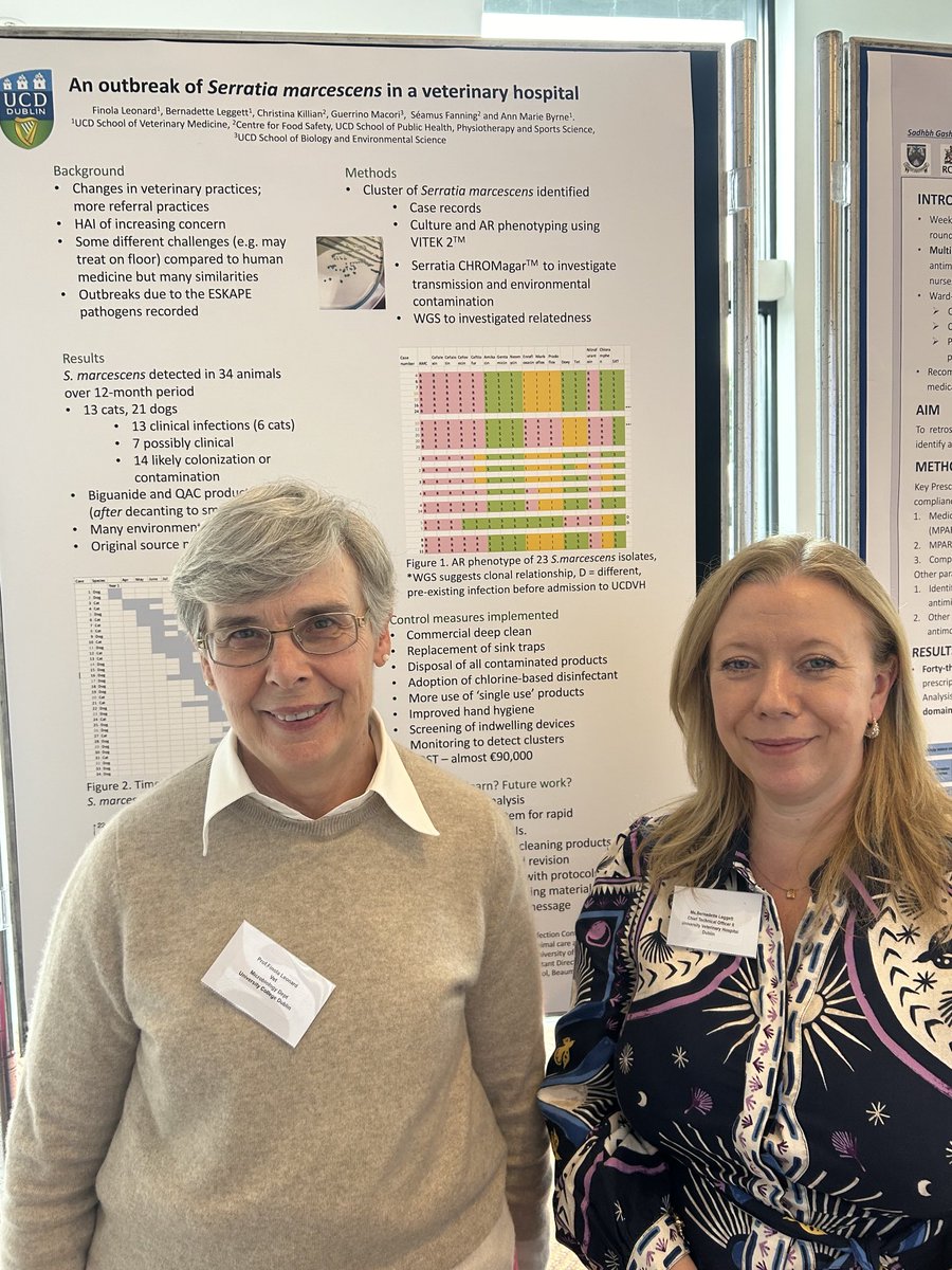 vavvet's tweet photo. Nola Leonard and Bernadette Leggett presenting work conducted ⁦@ucdvetmed⁩ #BHIPC24 #OneHealth #IPC https://t.co/IFqa9v7dGj