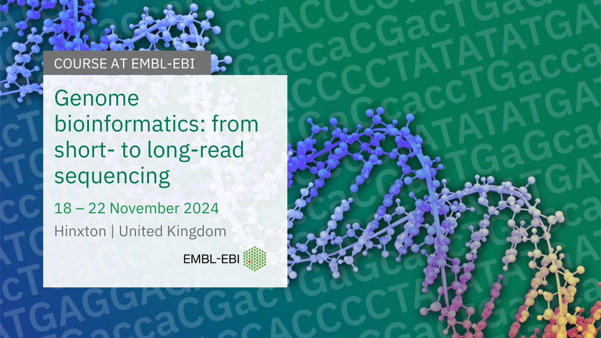 Apply for this course if you would like to understand more about the technology, analysis workflows and resources for next-generation sequencing data analysis: ebi.ac.uk/training/event…

Applications close  22 July

#genomics #bioinformatics