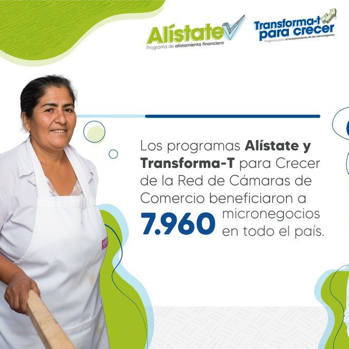 Confecamaras's tweet photo. Con los programas #TransformaT y #Alístate, de Confecámaras y las Cámaras de Comercio, miles de micronegocios colombianos mejoraron sus ingresos.
¡Tú también puedes lograrlo!
Amplía toda la información en >> https://t.co/nQ7WybRgoo
#ProgresoParaTodos https://t.co/yCRvOljAjt