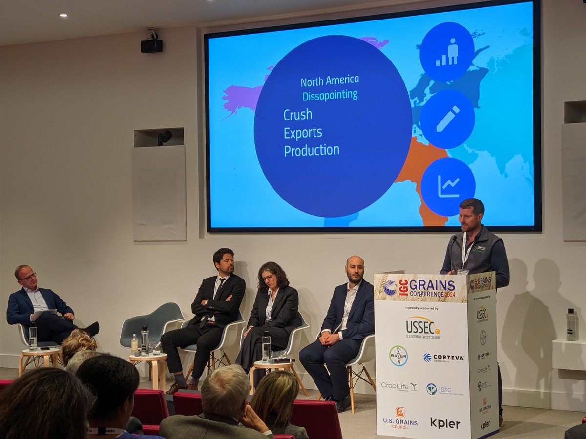 IGCgrains's tweet photo. Rory Deverell @FryersReports @RoryDeverell provided an insightful overview on #oilseeds #production, #crush and #trade prospects. While 2024/25 shapes up to be favourable for #Australia, the outlook for the #EU is less promising on a disappointing #rapeseed outturn. #igcconf https://t.co/bdRc80twY9