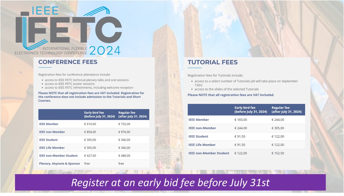 IIfetc's tweet image. Submission deadlines are over and we are happy to announce that we received almost 100 submissions (including @ieeejflex papers), under review now!
The list of keynote, plenary, invited and tutorial speakers is also almost final and the early bid registration has opened!