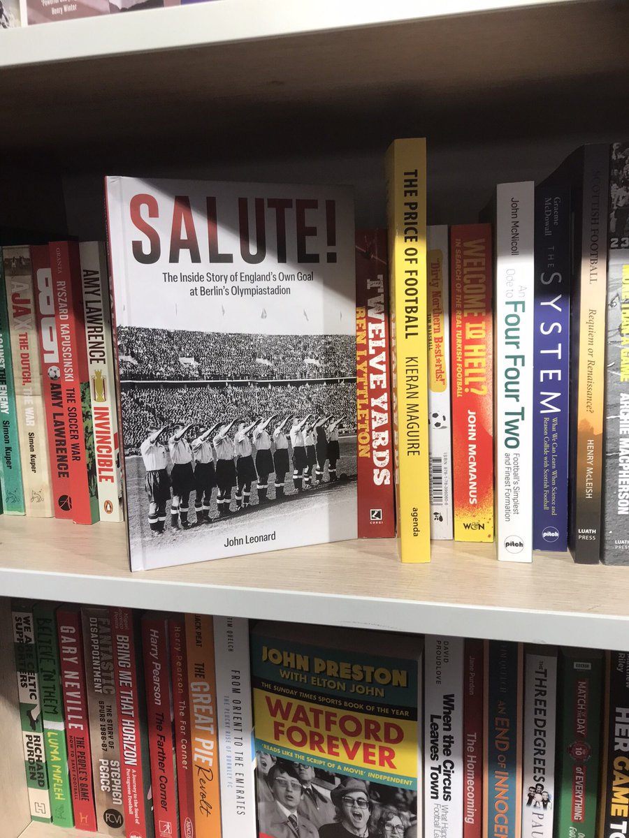JohnLeonard1908's tweet photo. Nice to see Salute! The Inside Story of England’s Own Goal at Berlin’s Olympiastadion @Foyles tucked in among some great @PitchPublishing titles https://t.co/UJiCSSrWuB