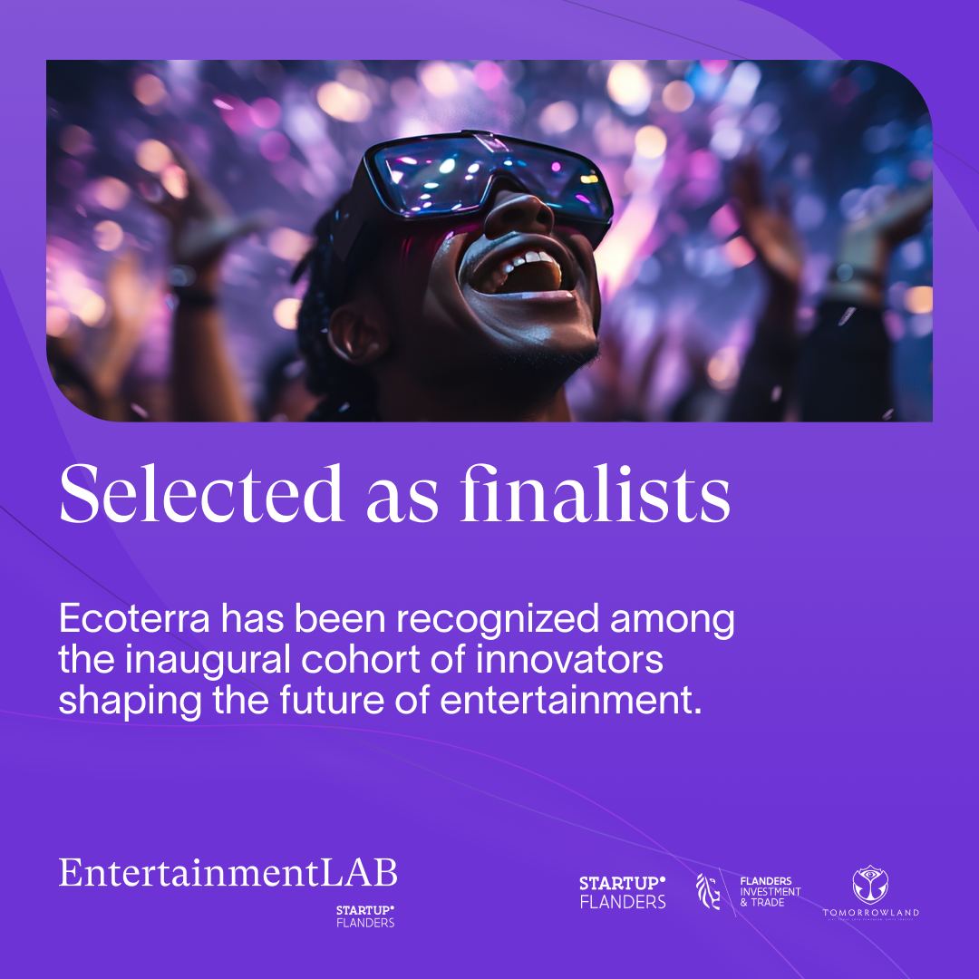 ecoterraio's tweet photo. We are proud to announce that #Ecoterra has been selected as a finalist in the inaugural #EntertainmentLAB accelerator program. 

#EntertainmentLAB, launched in partnership with  Startup.Flanders and @tomorrowland , aims to position Startup.Flanders as a global innovation hub. The program challenges startups to tackle complex issues in the entertainment space by providing them with access to financial, human, and intellectual capital, along with a unique opportunity to test their concepts in real-world scenarios at a @tomorrowland  event in 2024.

This edition winners will work alongside their respective corporate partners, @Telenet , d&b group, and @BrusselsAirport  , to develop a Proof of Concept and if successful, test their solutions in collaboration with @Tomorrowland

Being recognized among this exceptional cohort allows us to showcase our innovative solutions and potential impact on the entertainment industry. We are excited to have been part of this journey and look forward to contributing to the future of entertainment.

Read more about the EntertainmentLAB mission and the winners in the official press release and challenge pages. Links in the comments.

#Innovation #EntertainmentTech #StartupAccelerator #ecoterra