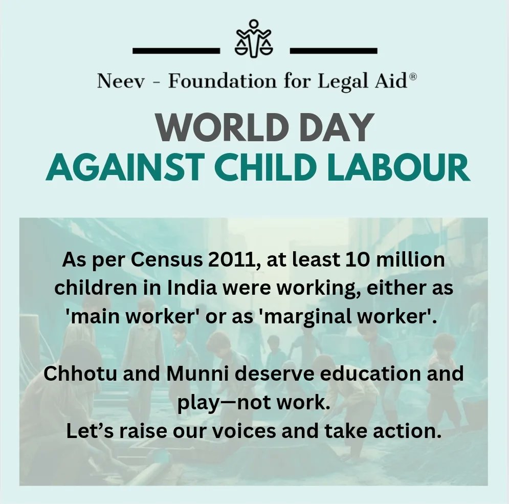 At Neev Foundation, we stand united against #ChildLabour.

Chhotu and Munni deserve education and play—not work.
Let’s raise our voices and take action.

Together, we can give every child the chance to thrive.

✨#WorldDayAgainstChildLabour #StopChildLabour #EndChildLabour