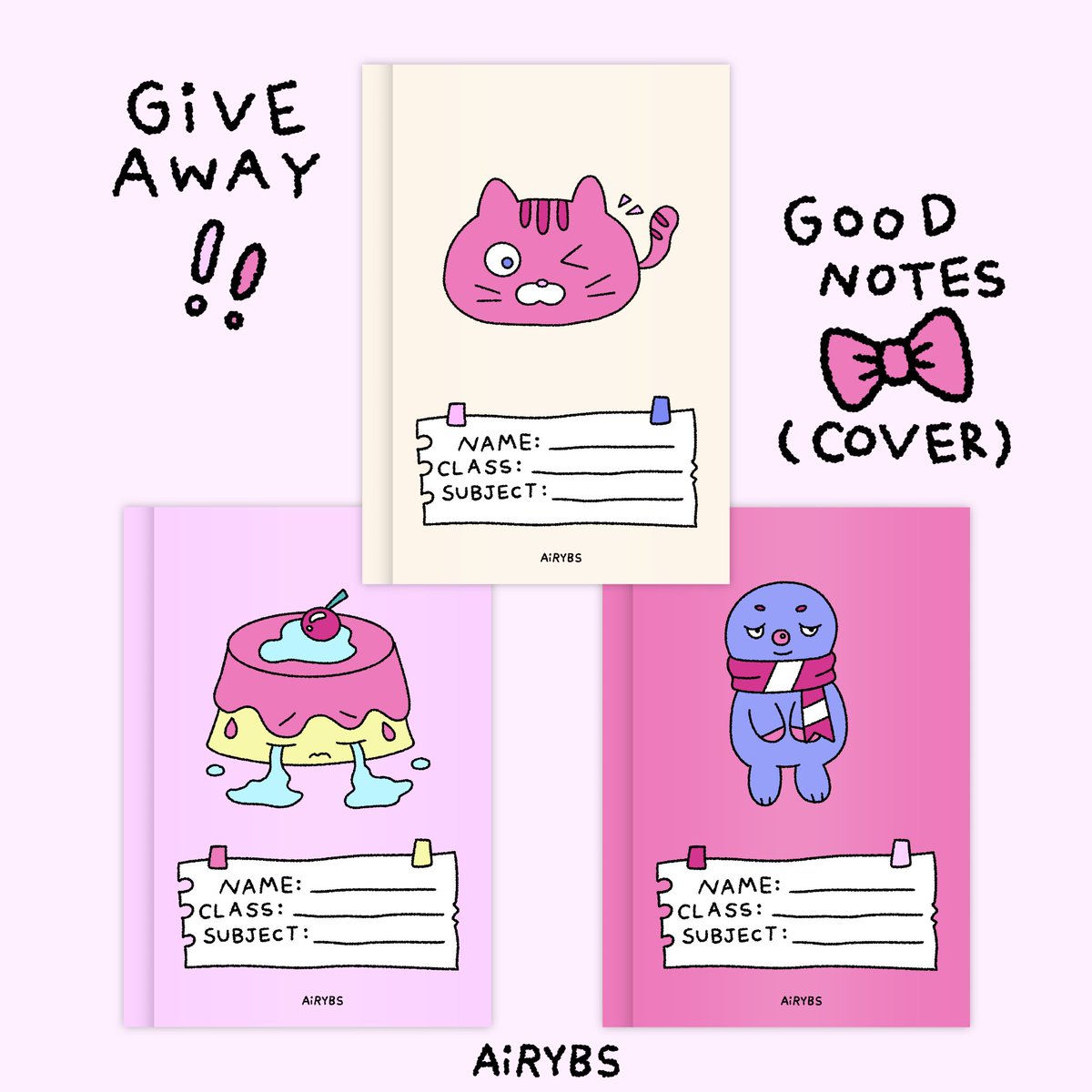 Giveaway! Goodnotes Cover 👱🏻‍♀️🎀
drive.google.com/drive/folders/… แจกปกกู้ดโน้ตอีกแย้ว เซ็ตนี้สีจมปูวน่ายักก✨ pls repost and fav before use na ka ✉️🩰

#แจกpng #แจกไฟล์png #แจกwallpaper #แจกอิโมจิ #แจกอิโมติคอน #Giveaway #Goodnotes
