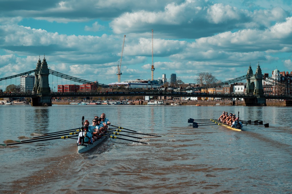 theboatrace's tweet image. 📢 Date of the 2025 @UniofOxford v @Cambridge_Uni  Boat Race announced!
Sunday 13th April 2025 Putney to Mortlake
79th Women's Boat Race at 13:21
170th Men's Boat Race 14:21
Coverage on @BBCsport 1  from 12:45

Photos @Row360
#rowing
#OUBC
#CUBC