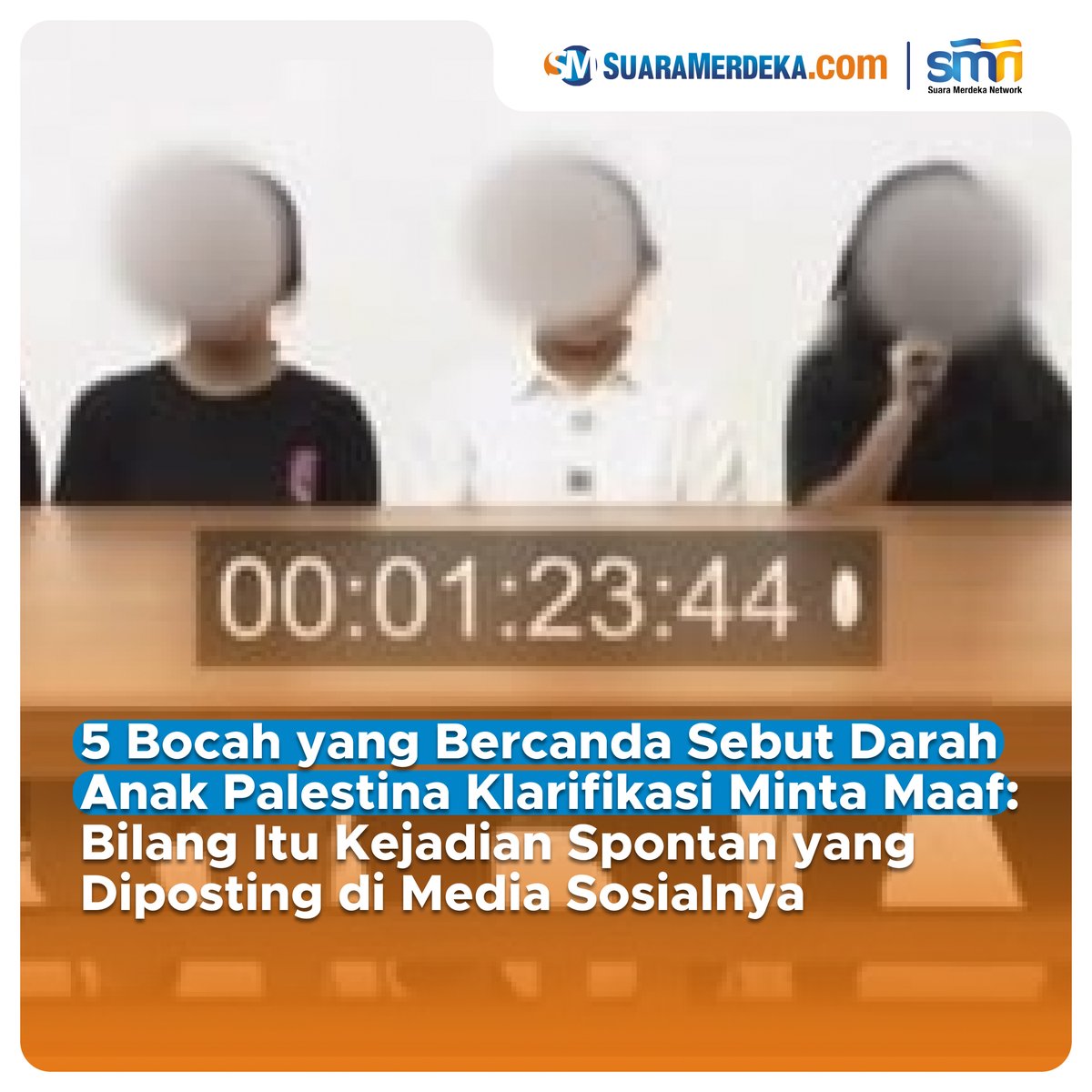 suaramerdeka's tweet photo. 5 bocah yang belakangan sedang ramai di media sosial karena membuat bercandaan tidak pantas akhirnya meminta maaf.
#suaramerdeka #suaramerdekacom #promedia #bocah #mintamaaf #darahanakpalestina #viral #anaksmp #videoviral https://t.co/aP2CSq9szs